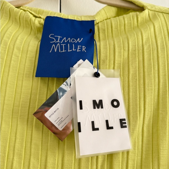 NWT- SIMON MILLER- RIB Zippie Dress in Kiwi/ Swing Yellow long sleeve - Picture 3 of 17